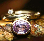 ametystring, prinsessering, alguld, diamantring, lilla sten, forlovelsesring