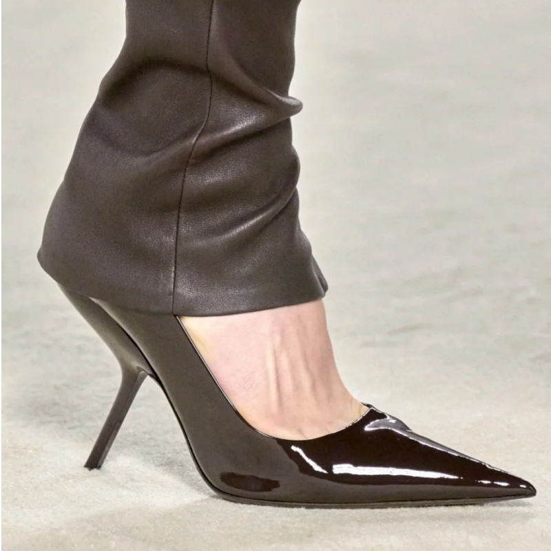 2026 New Style Women's High Heels Shoes Patent leather Pointed Toe Solid Color