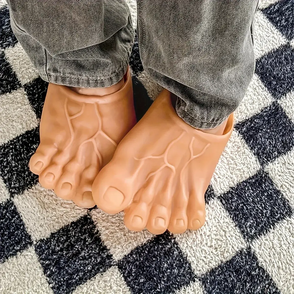 1pair Funny and Parody Slippers Prank Simulation Barefoot Shoes Big Foot Shoes P