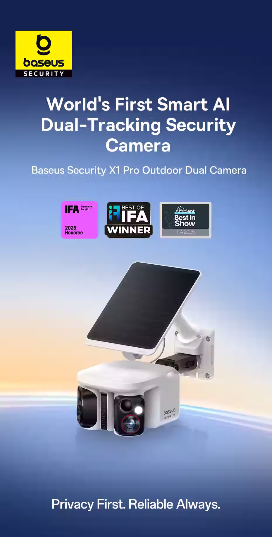 Baseus Security X1 Pro Outdoor Dual Camera Wireless 3K Camera Solar Panel Face R