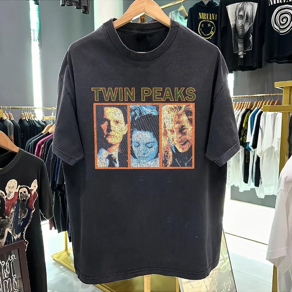 Twin Peaks Retro 90s Retro Pattern T-shirt for Men Cotton Spring/Summer New Prod