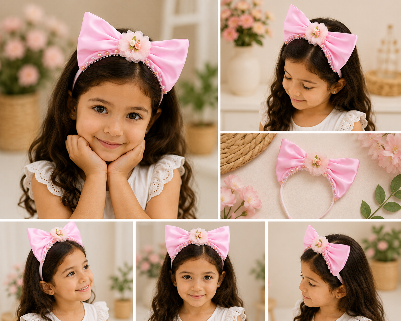 Handmade Pink Blossom Bow Headband for Girls – Boutique