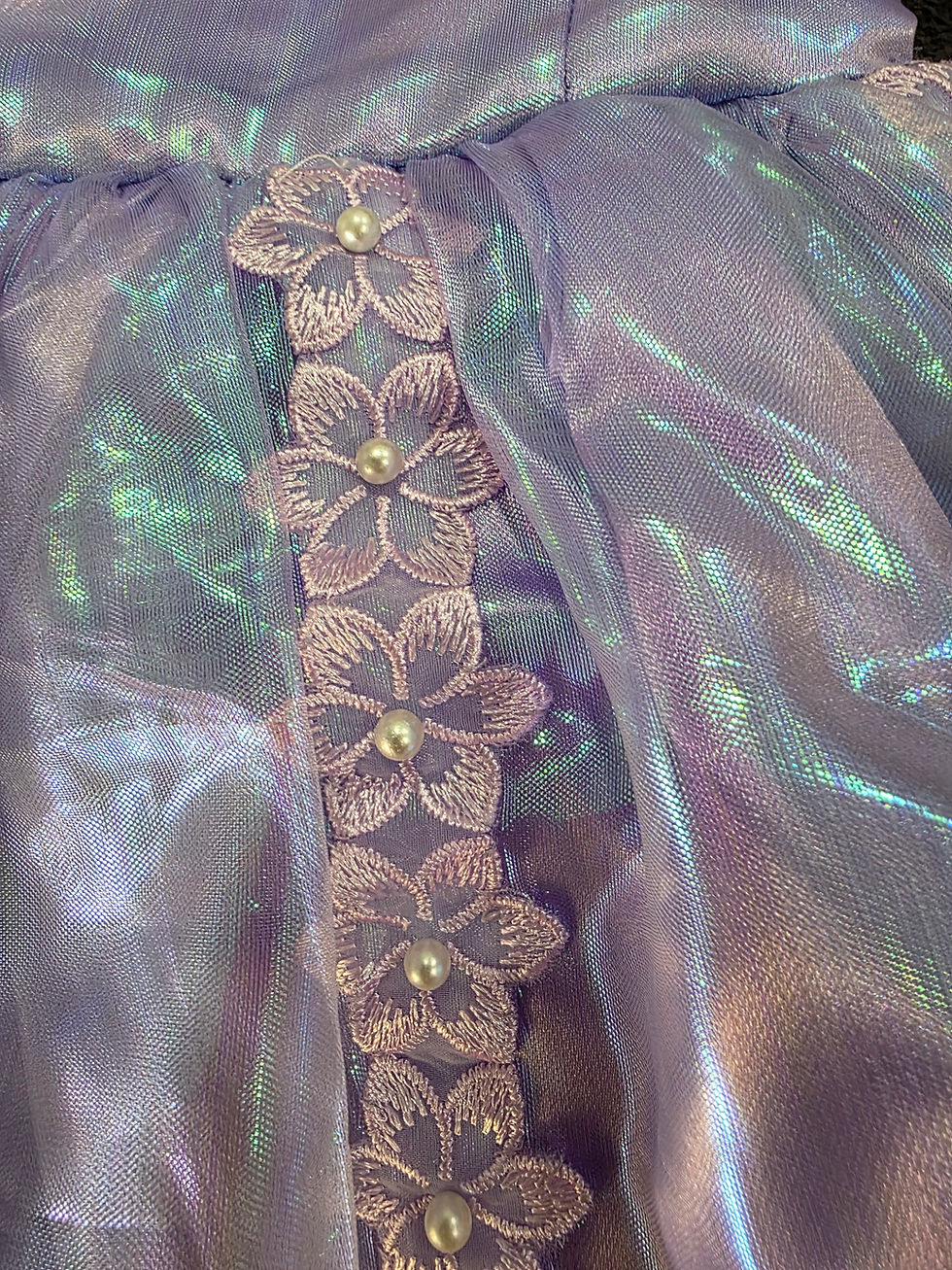 Thumbnail: Handmade Sewn Lavender Fantasy Dress Embroidered Floral Puff Sleeves – NJ