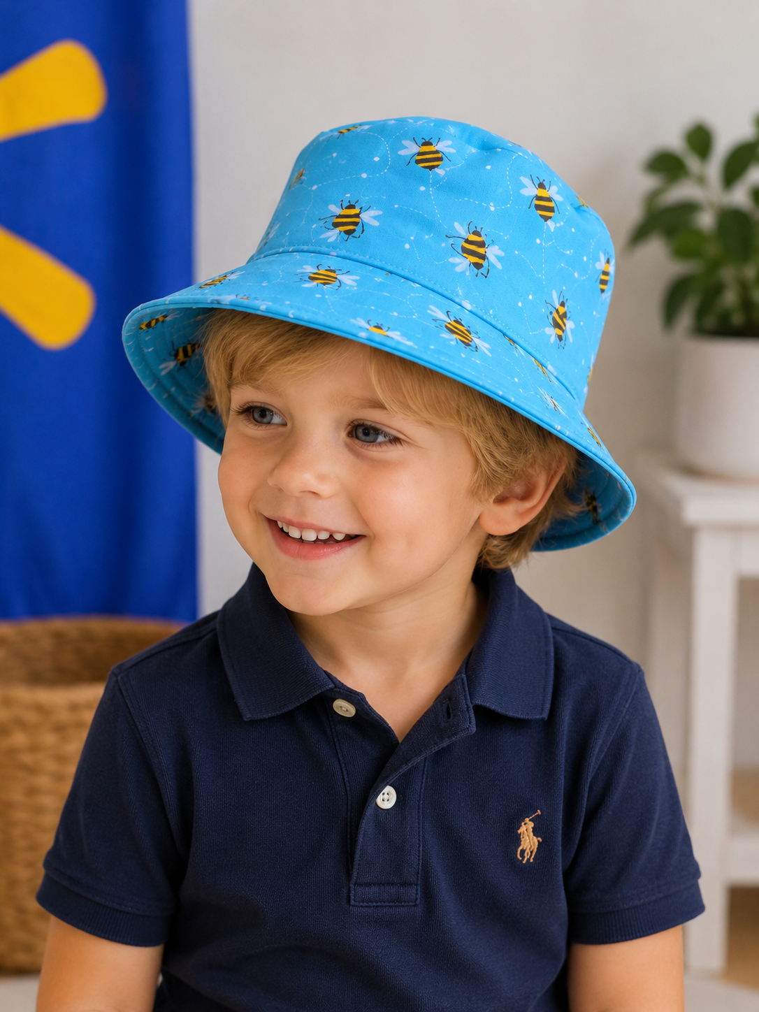 Kids Summer Bee Print Sun Hat