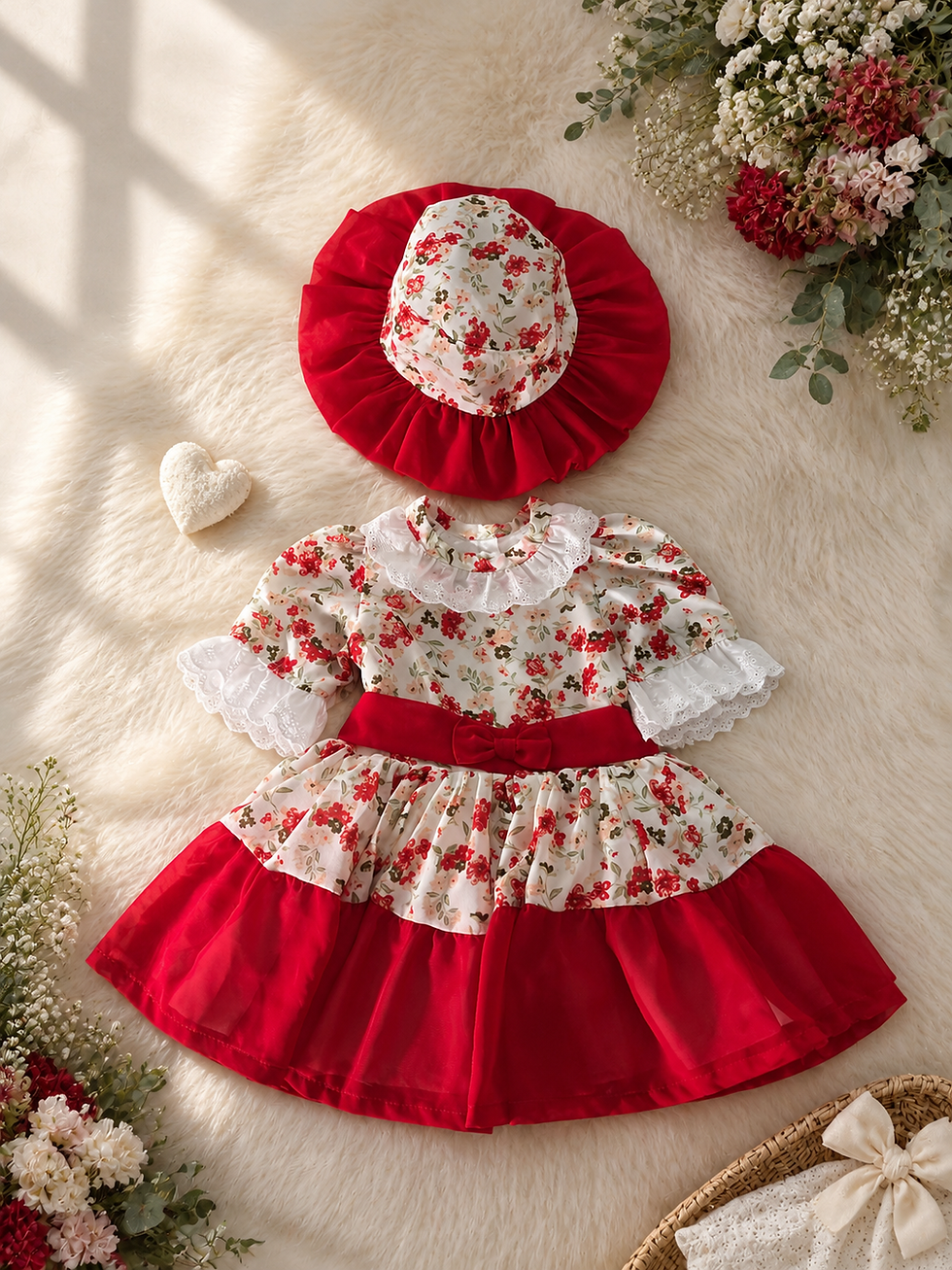 Miniatura: Handmade Sewn Scarlet Blossom Princess Party Dress Set – Boutique – NJ