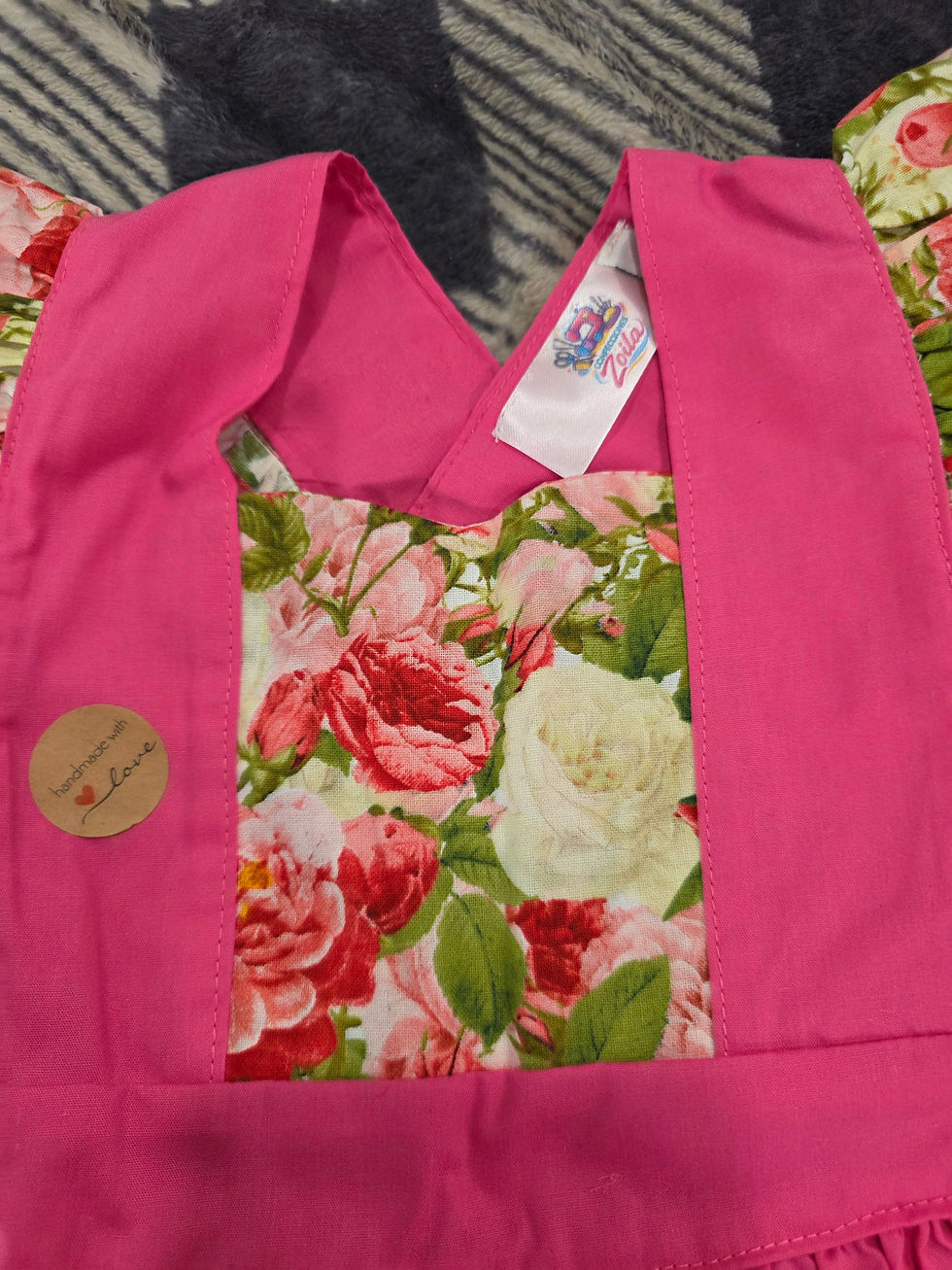 Thumbnail: Handmade Sewn Pink Blossom Flutter Sleeve Dress for Girls – NJ