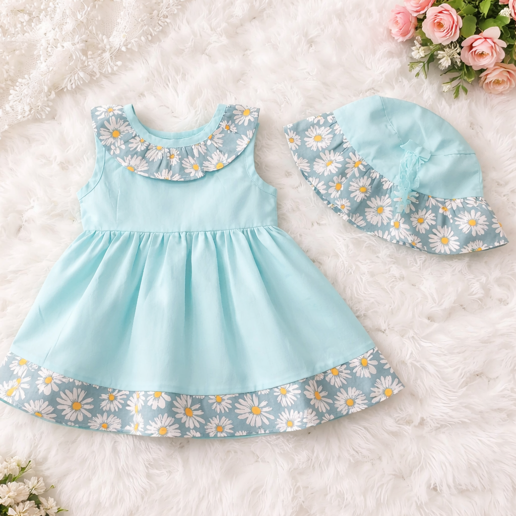 Sunny Ruffle Sundress with Matching Hat (Girls 1–6 Years)