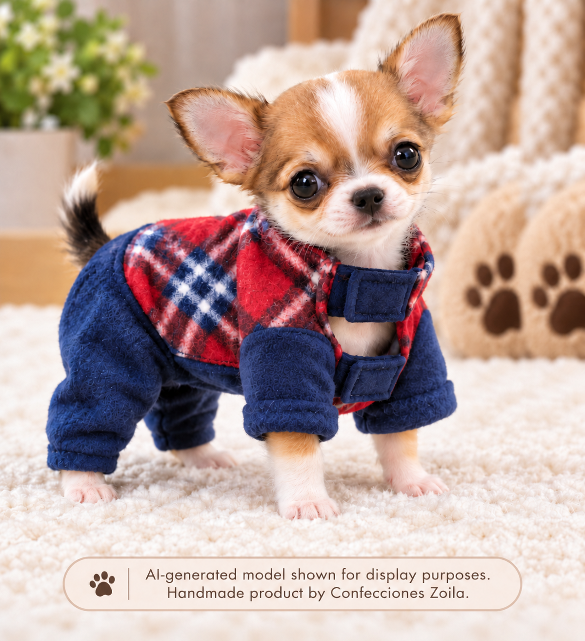 Handmade Cozy Plaid Fleece Dog Pajamas đžâ¤ď¸