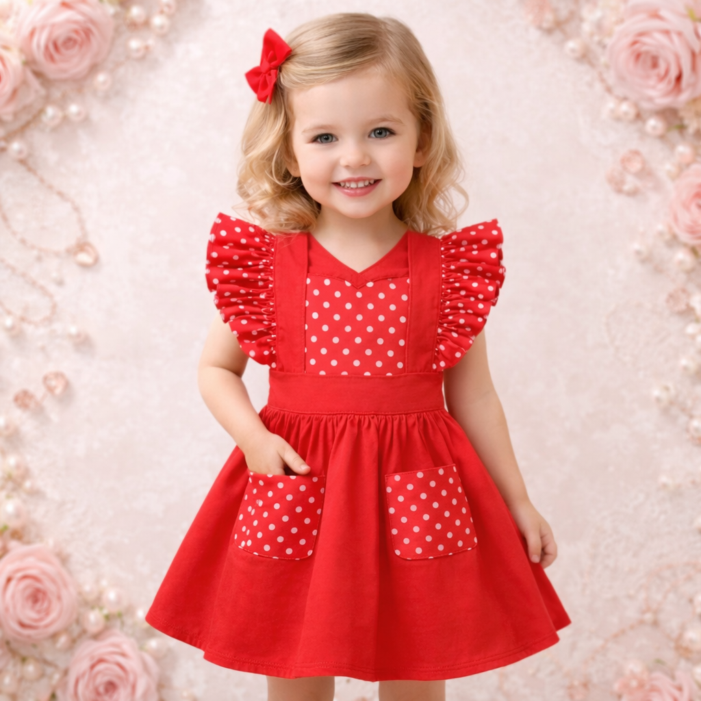 Handmade Cherry Polka Dot Toddler Dress – Boutique