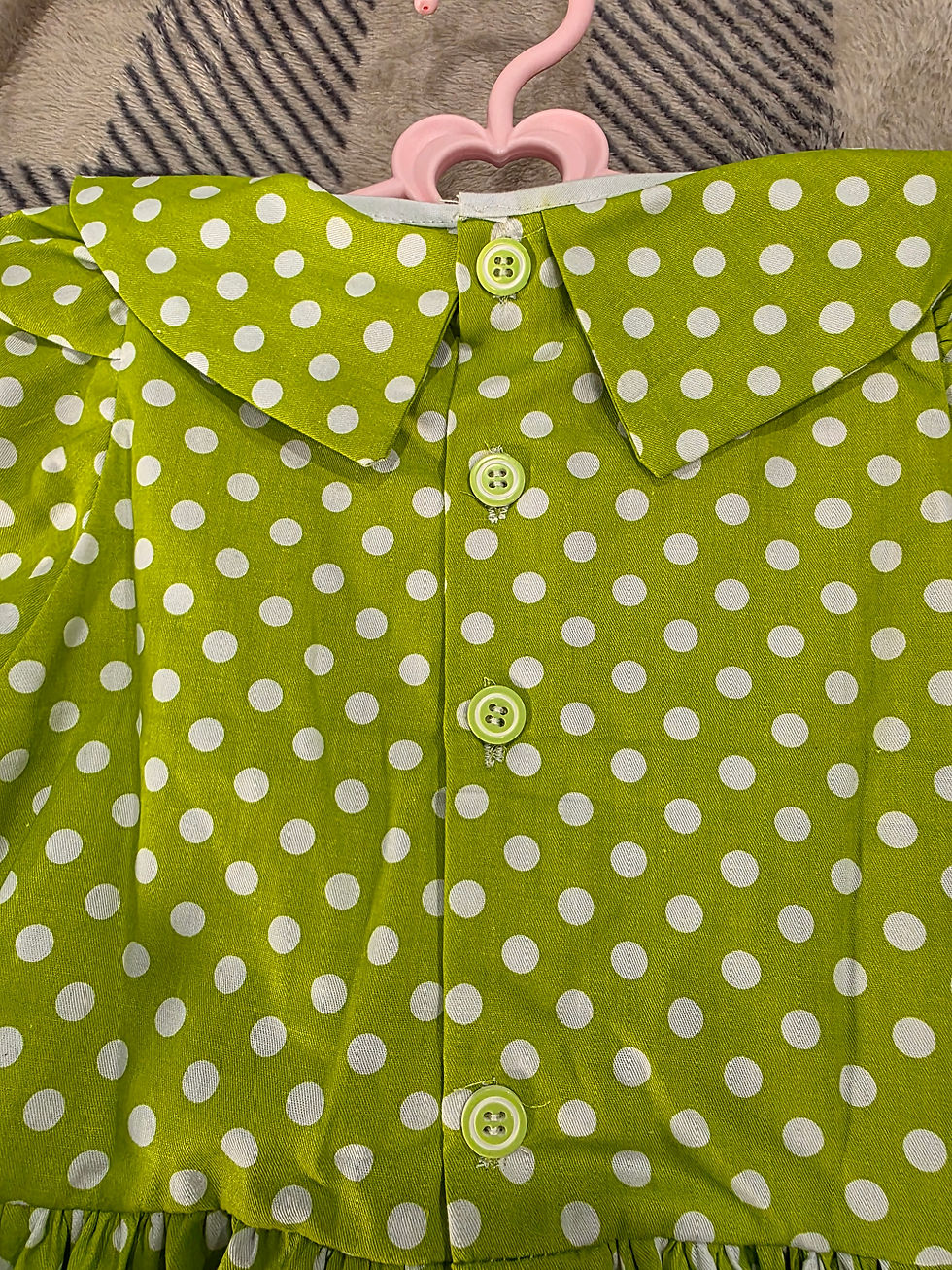 Miniatura: Handmade Sewn Vintage Green Polka Dot Style Dress for Girls – Boutique – NJ