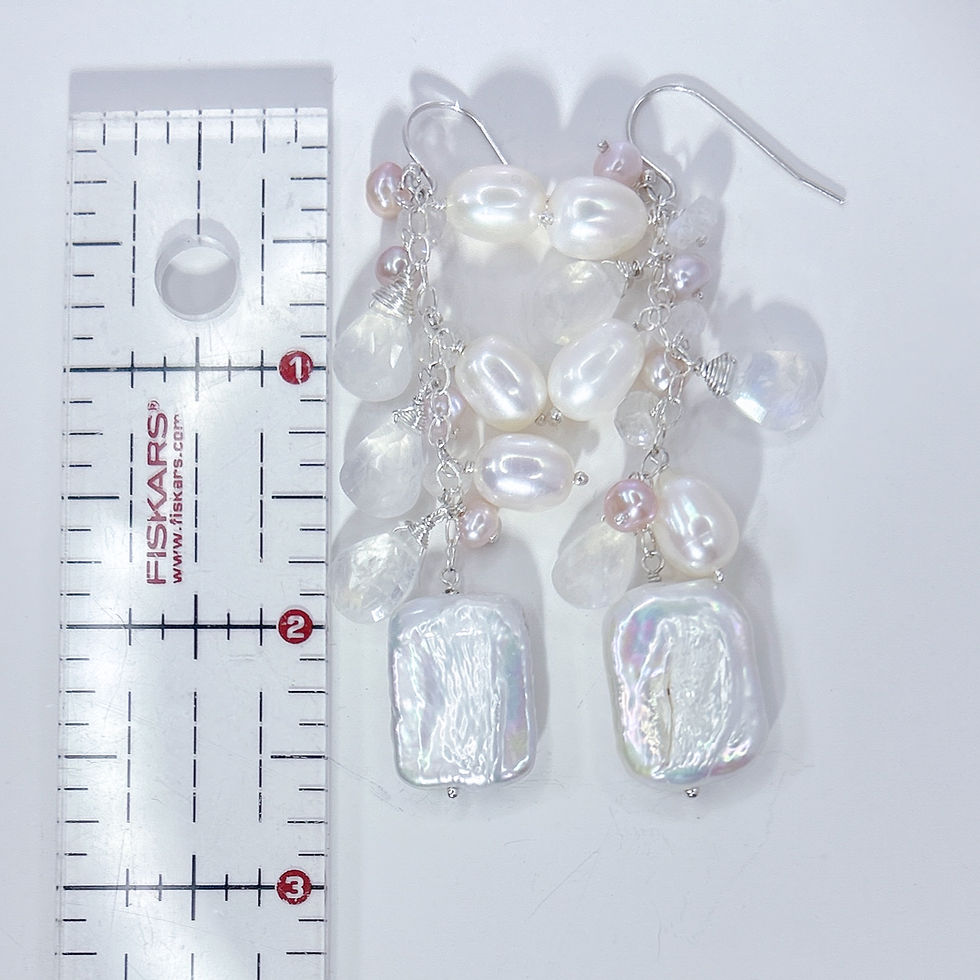 Thumbnail: Pearl earrings boho, bridal statement earrings, beach wedding earrings