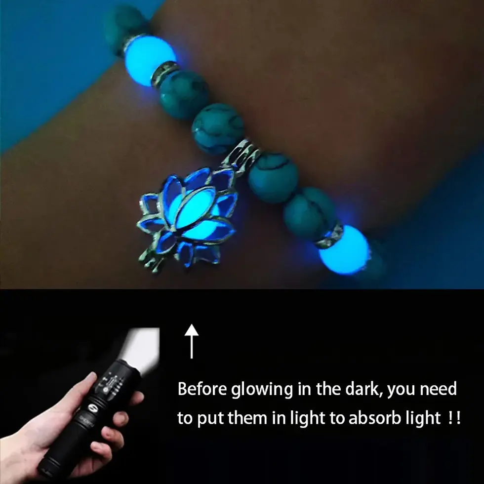 Thumbnail: Bracelet, Natural Stone Luminous Glow in the Dark