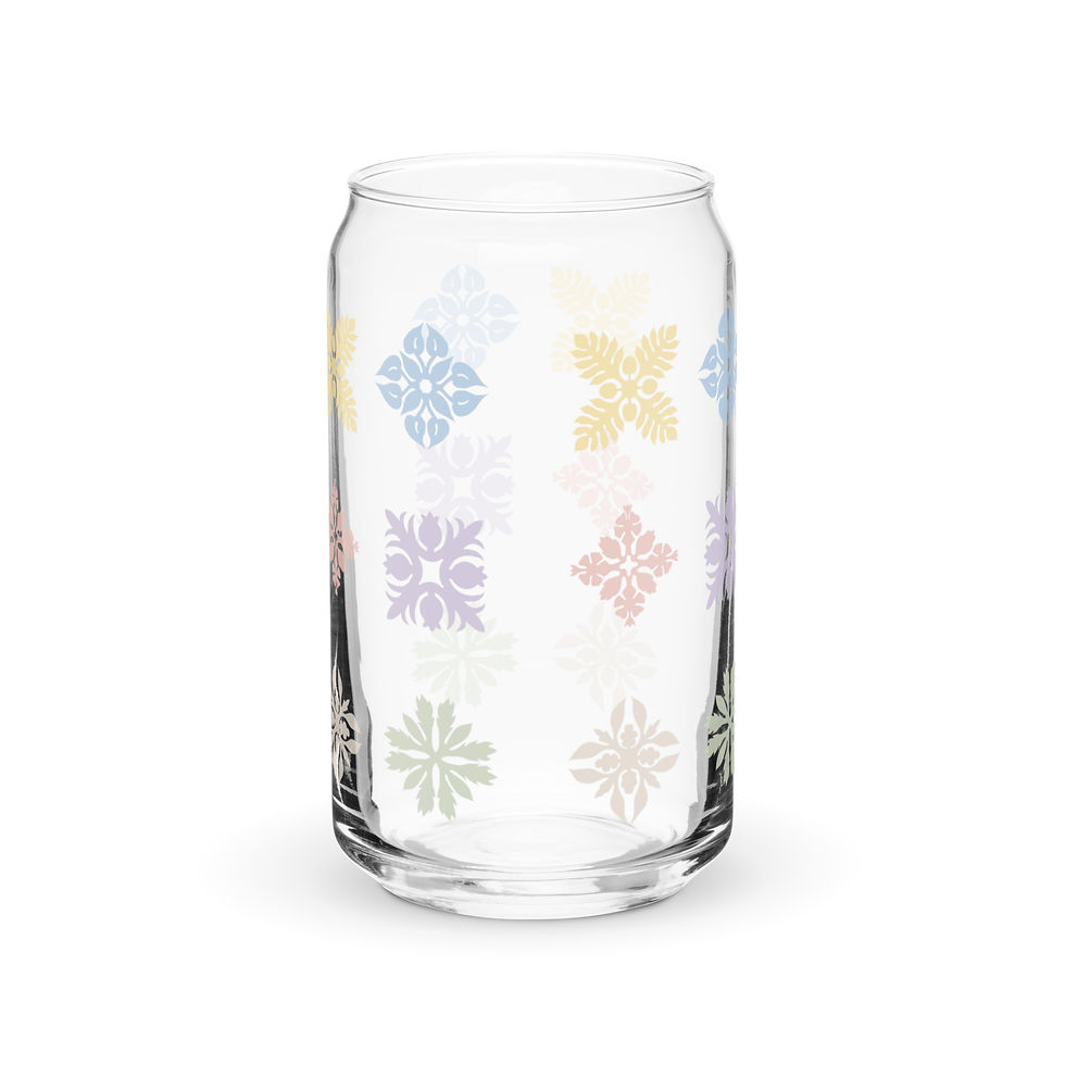 Thumbnail: Glass, Can-shaped ~ Hawaiian Quilt Design