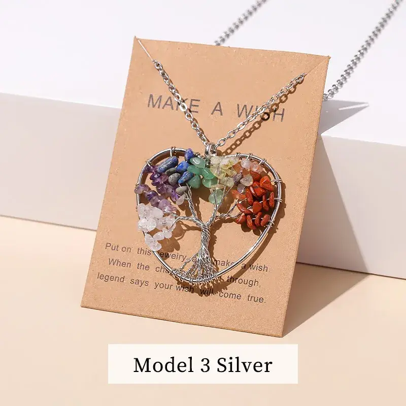 Thumbnail: Necklace, 7 Chakras Tree of Life Pendant
