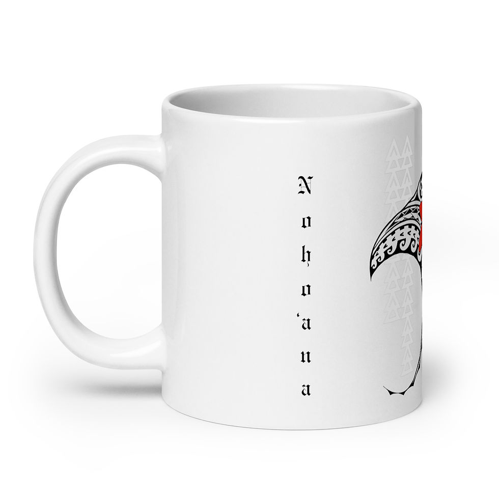 Thumbnail: Mug, White 20 oz. ~ Stingray ~ Noho 'ana Kanaka Maoli