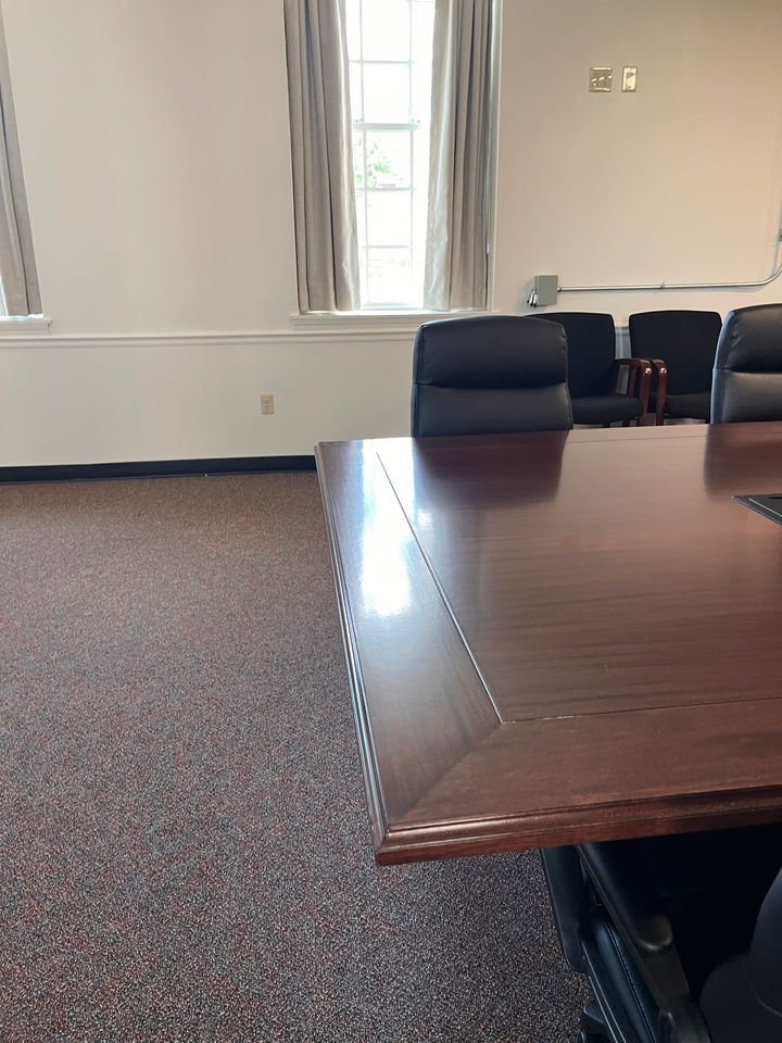 Mitered border and molded edge on the corner of the Fort Knox conference table.