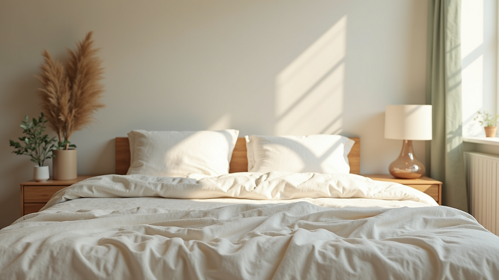 Eye-level view of a serene, freshly cleaned bedroom with soft natural light