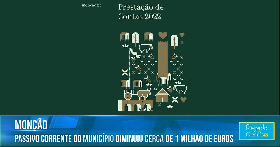 Município de Monção com sinalética própria, como animais, flores, uvas, corações, edifícios, parte da nova logomarca, em fundo verde escuro
