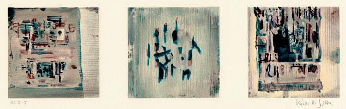 tela com três quadros da artista Vieira da Silva