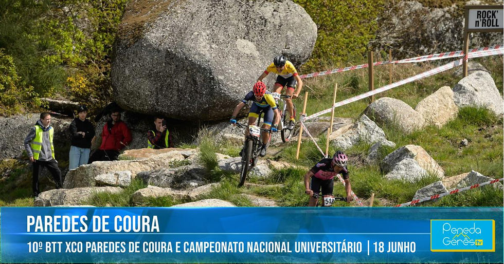 jovens ciclistas a descer o monte com pedregulhos