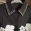 Thumbnail: Black shirt with floral design and jeweled collar; The Pinstripe long sleeve semi formal Knot Shirt