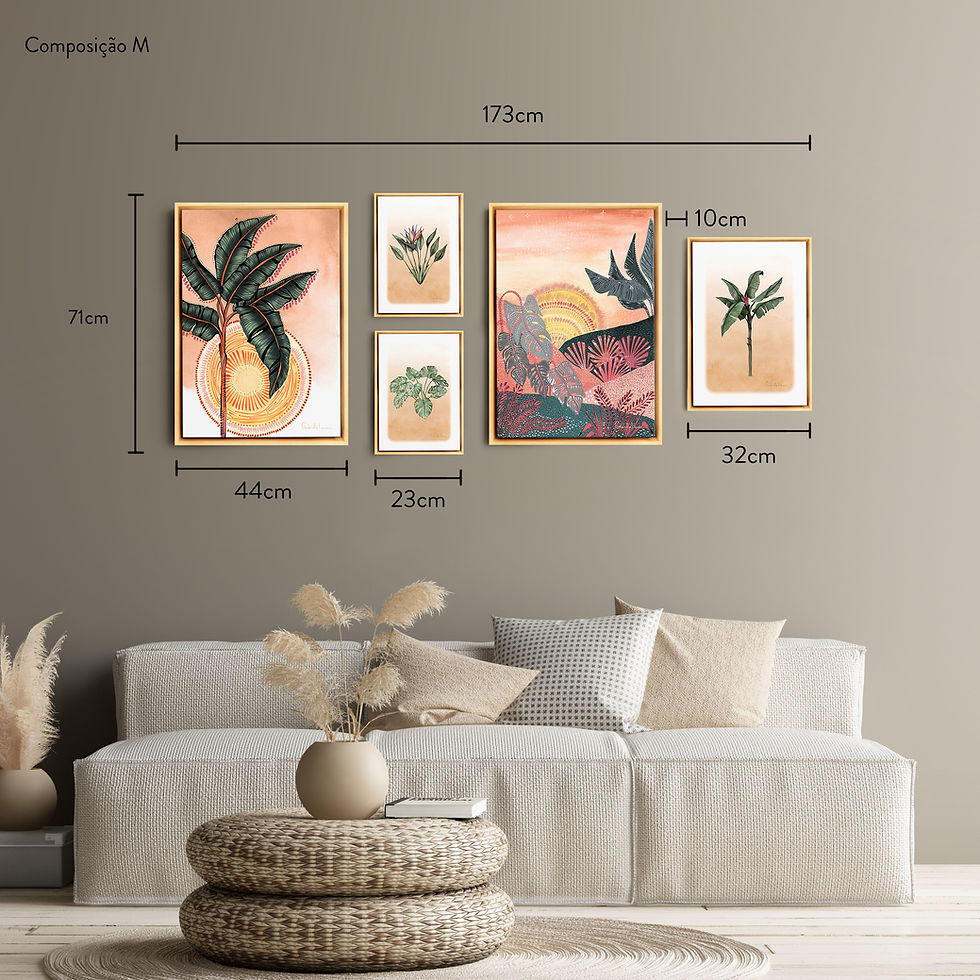 Thumbnail: Parede Galeria - Sol - Composição de 5 quadros