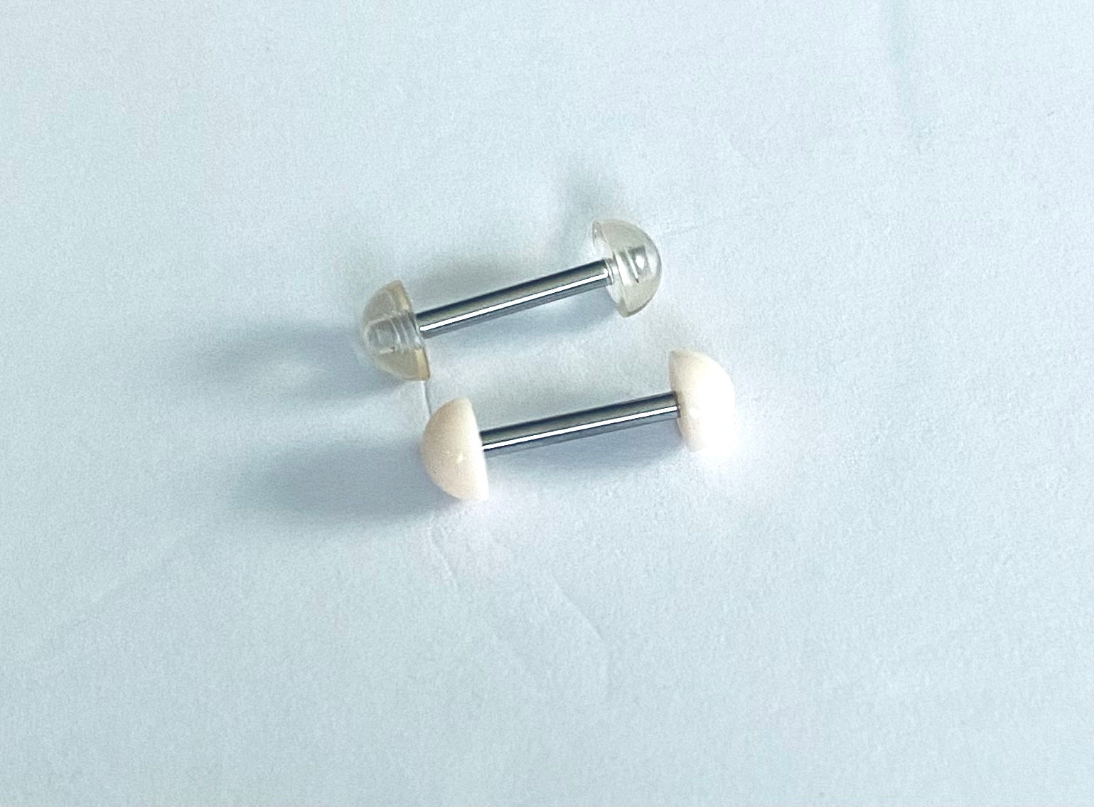 14G Barbell, Surgical Steel, Acrylic Retainer Body Jewelry- 1/2" Clear or Peach