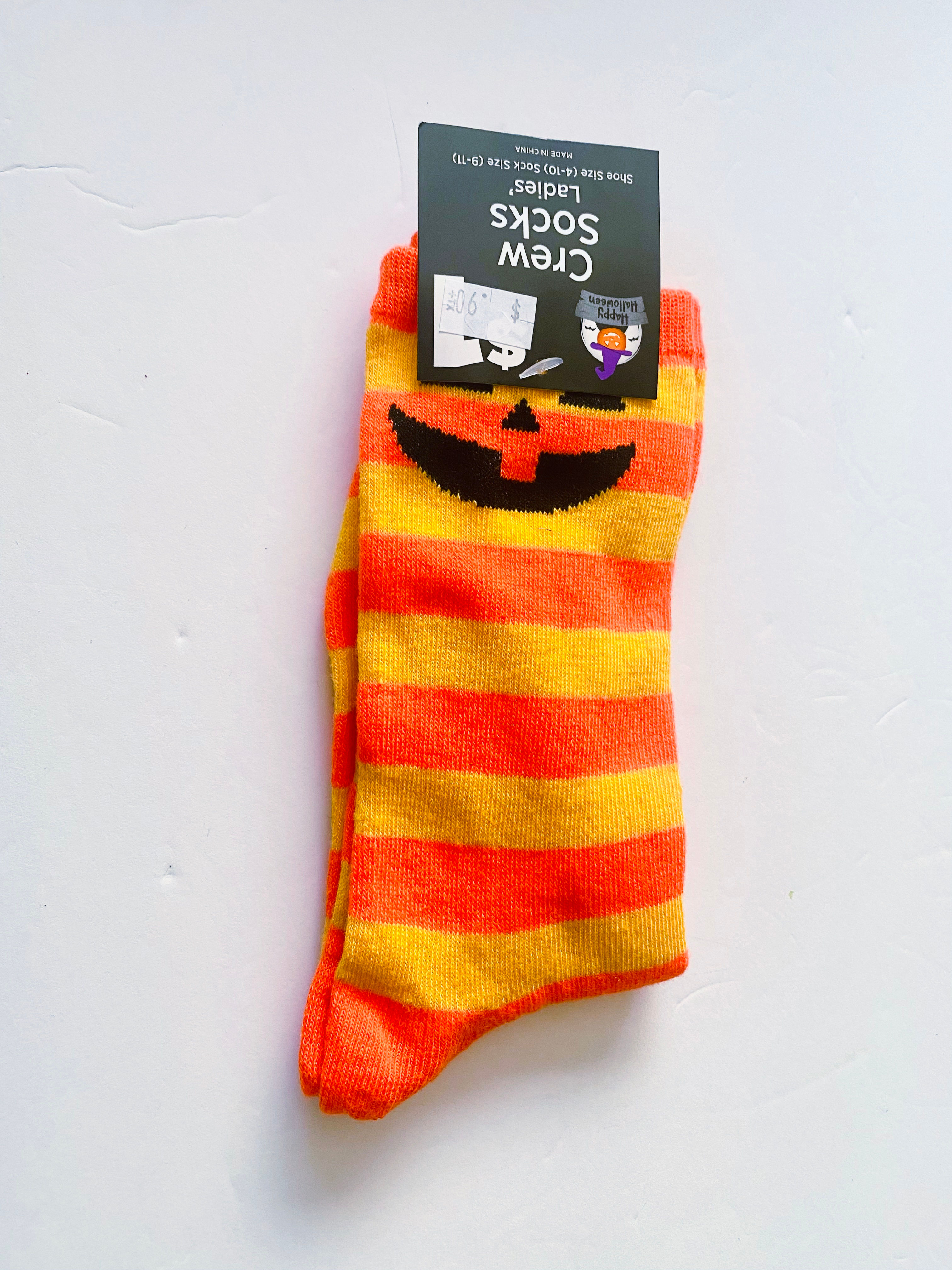 Happy Halloween Jack-O-Lantern Crew Socks Ladies