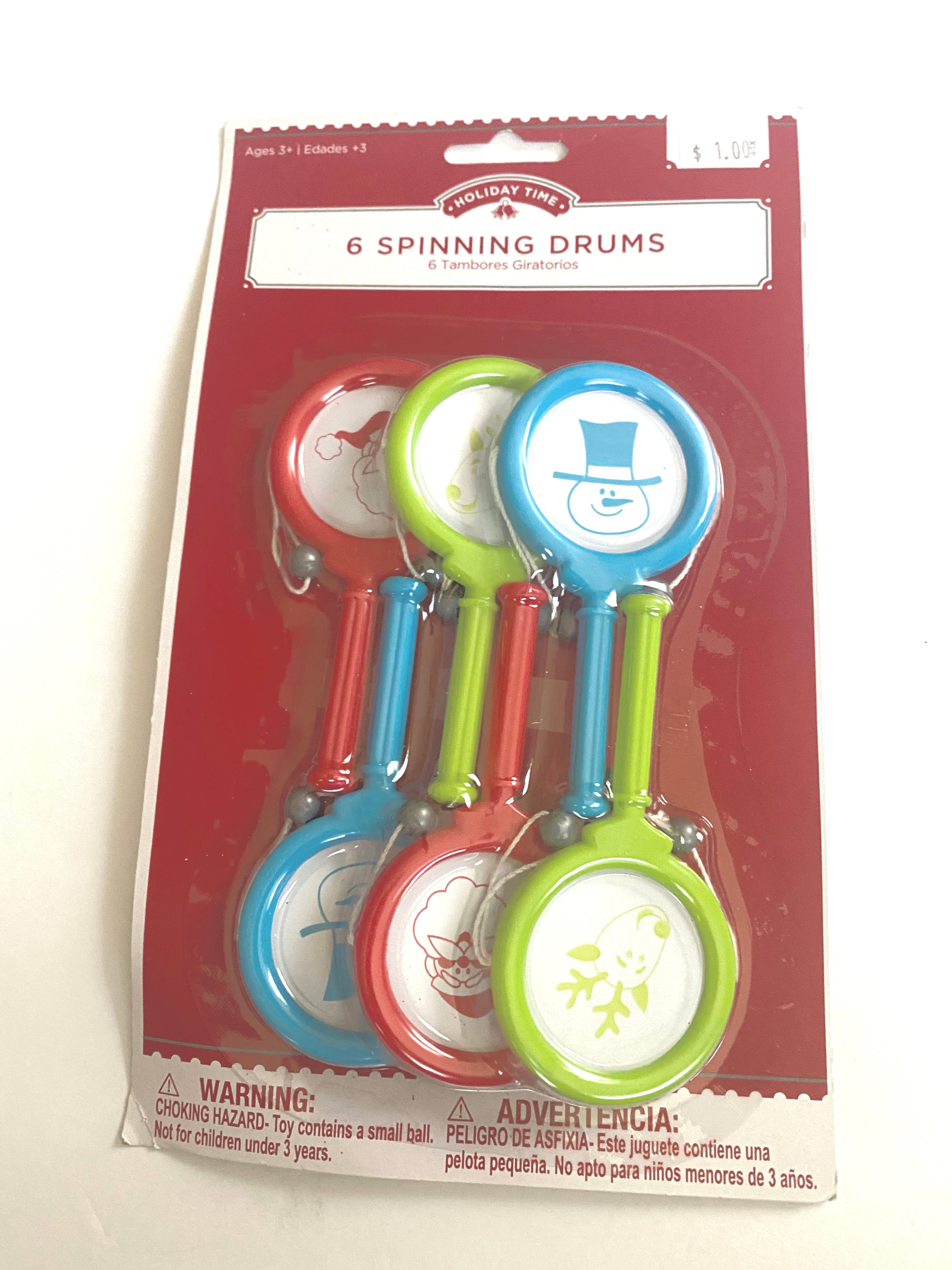 Holiday Time Christmas Spining Drums 6ct