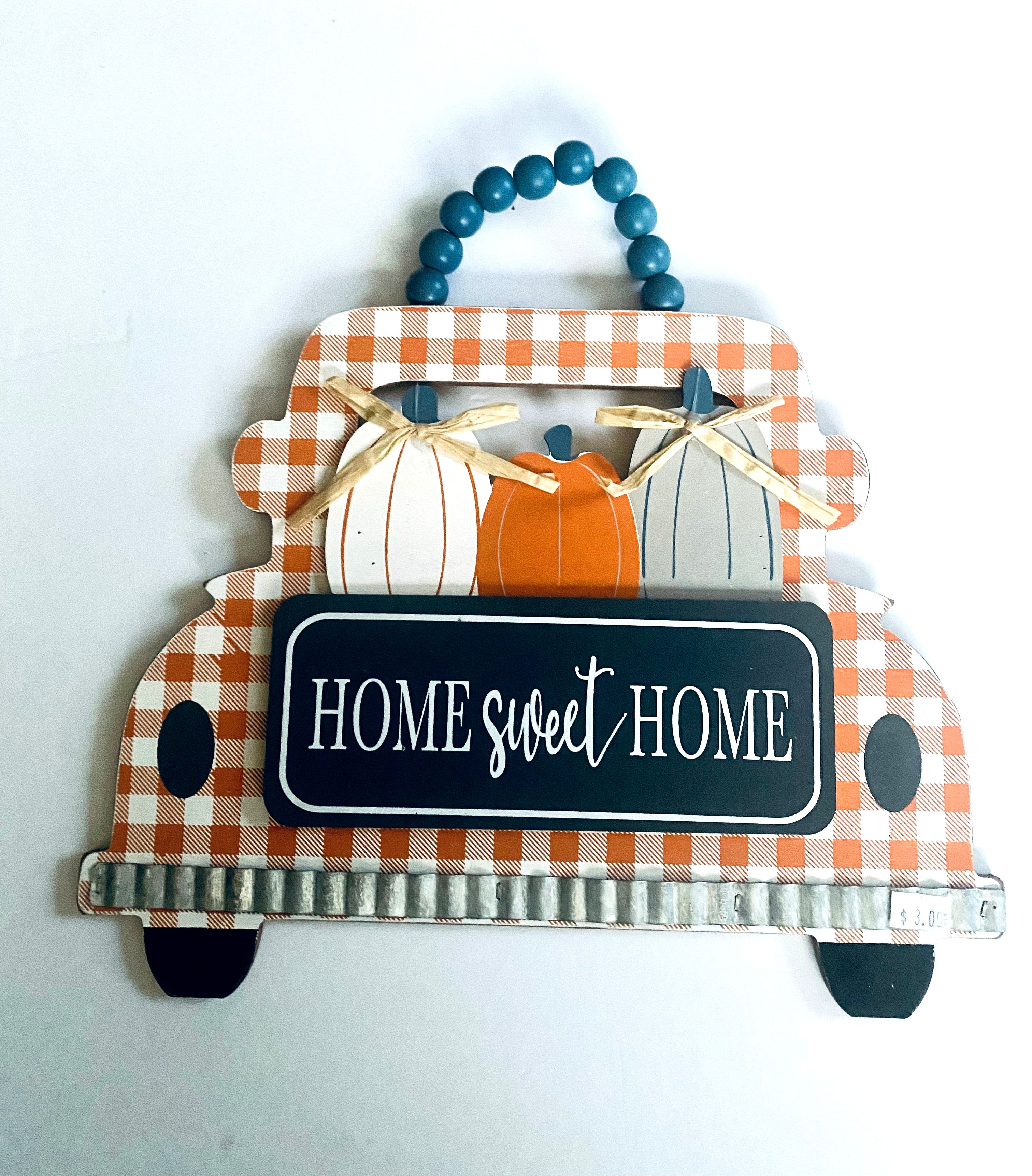 Home Sweet Home Pumpkin Truck Wall Hanging Sign