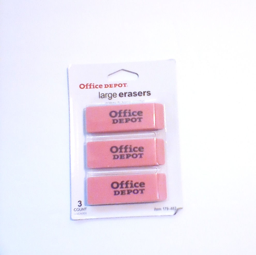 Office Depot Pink Eraser 3 pack