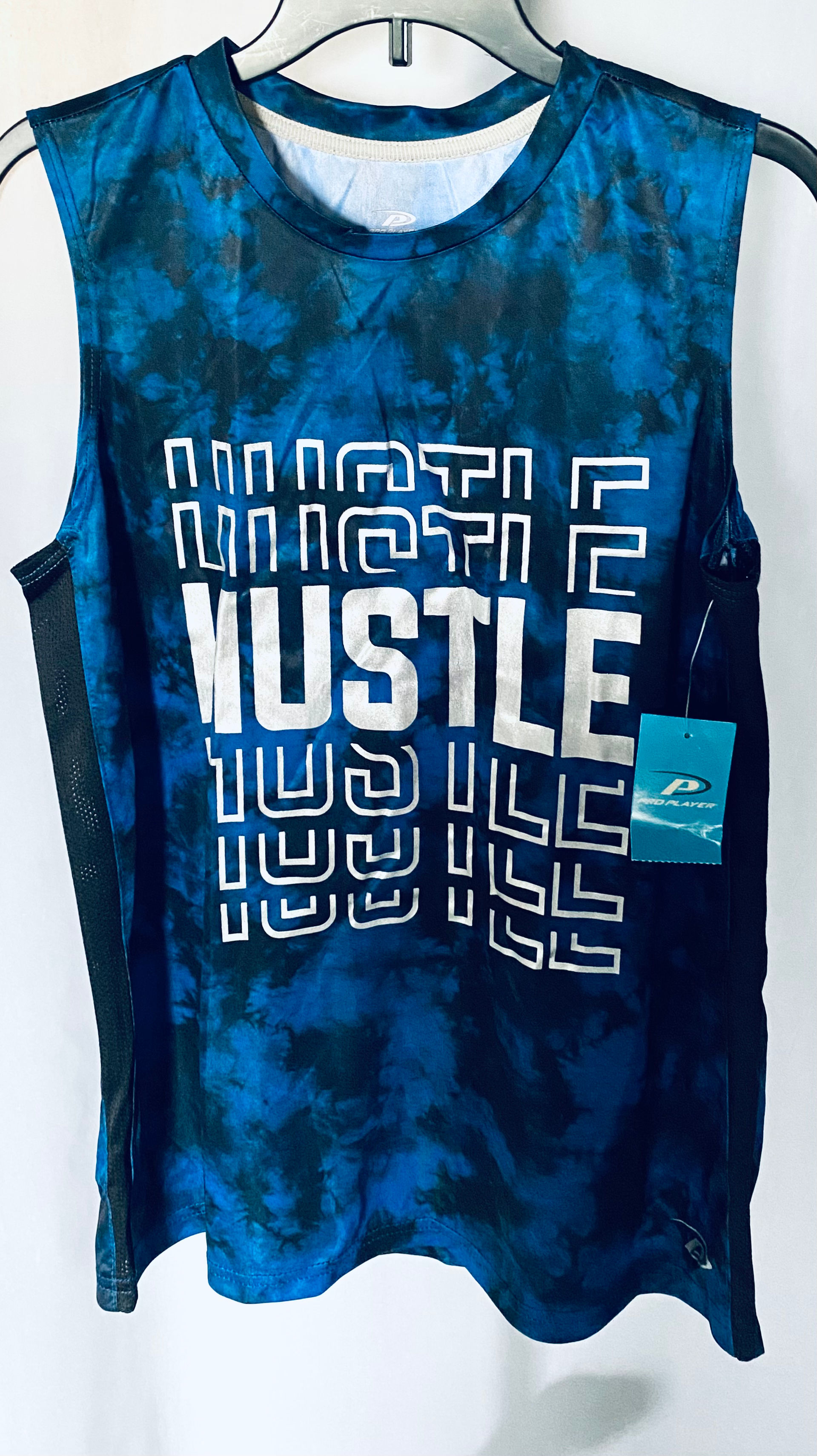 Pro Player Boys Hustle Muscle  Shirt - Blue Black Tie Dye,  Size XL (14)