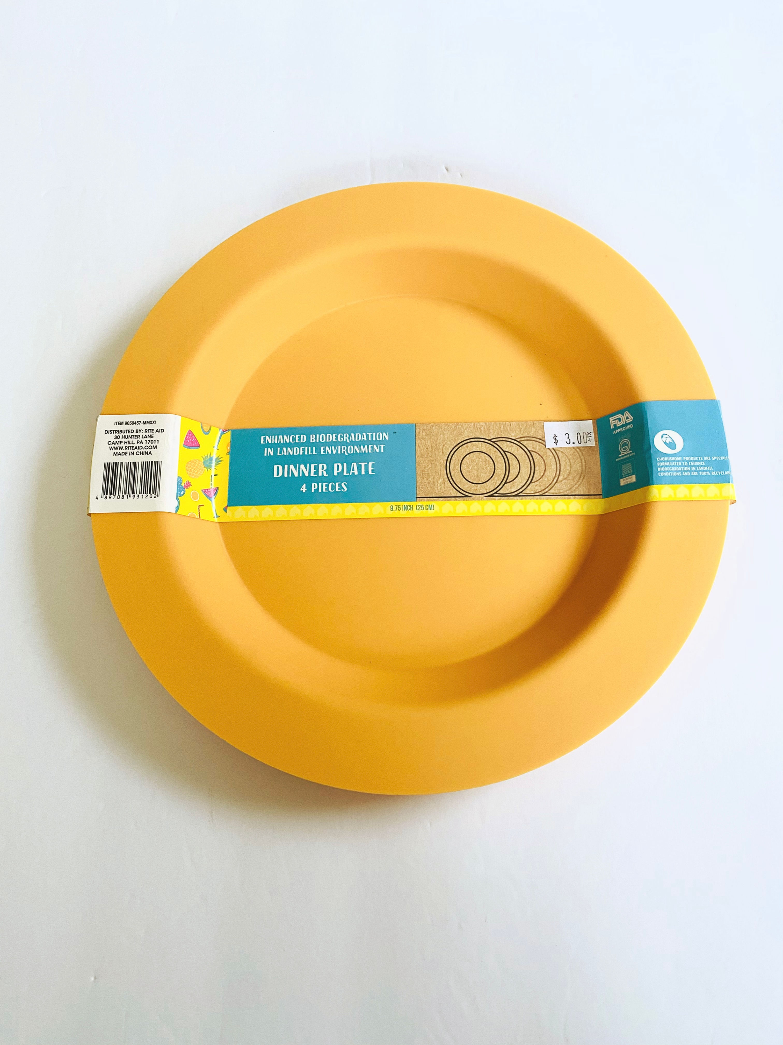 Plastic Dinner or Side Plate Sets - Various Colors 4Pc Set