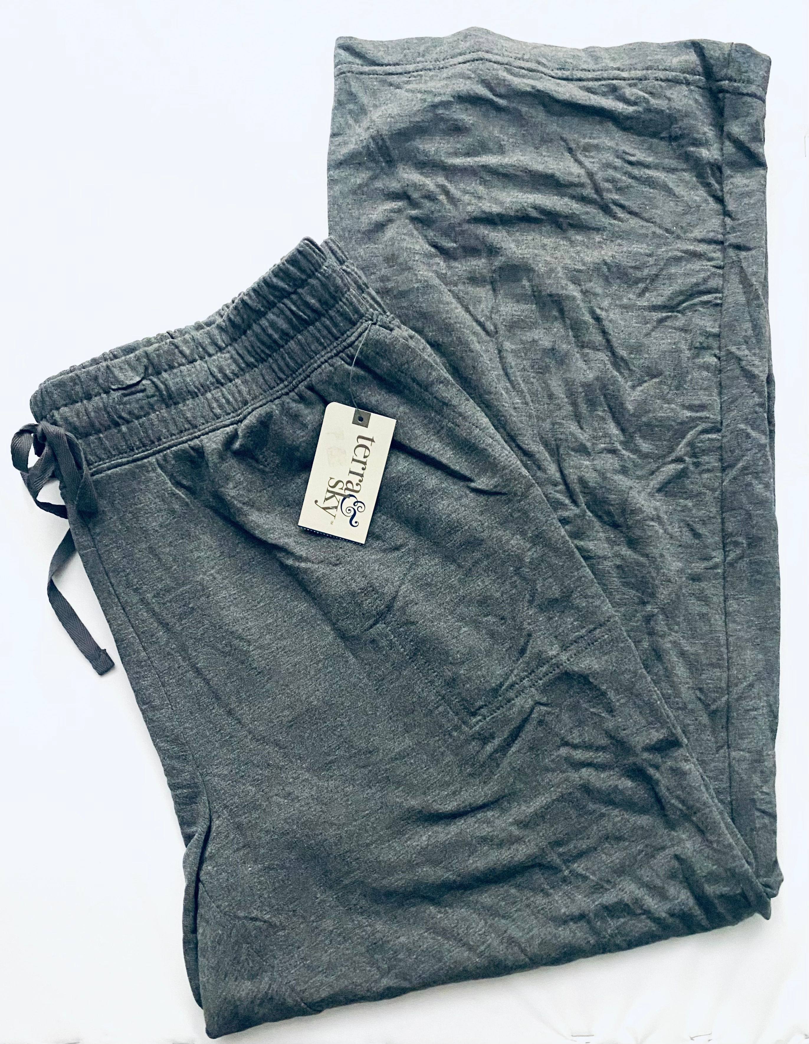 Terra & Sky Womens Knit Pants - Grey, 0X (14W)
