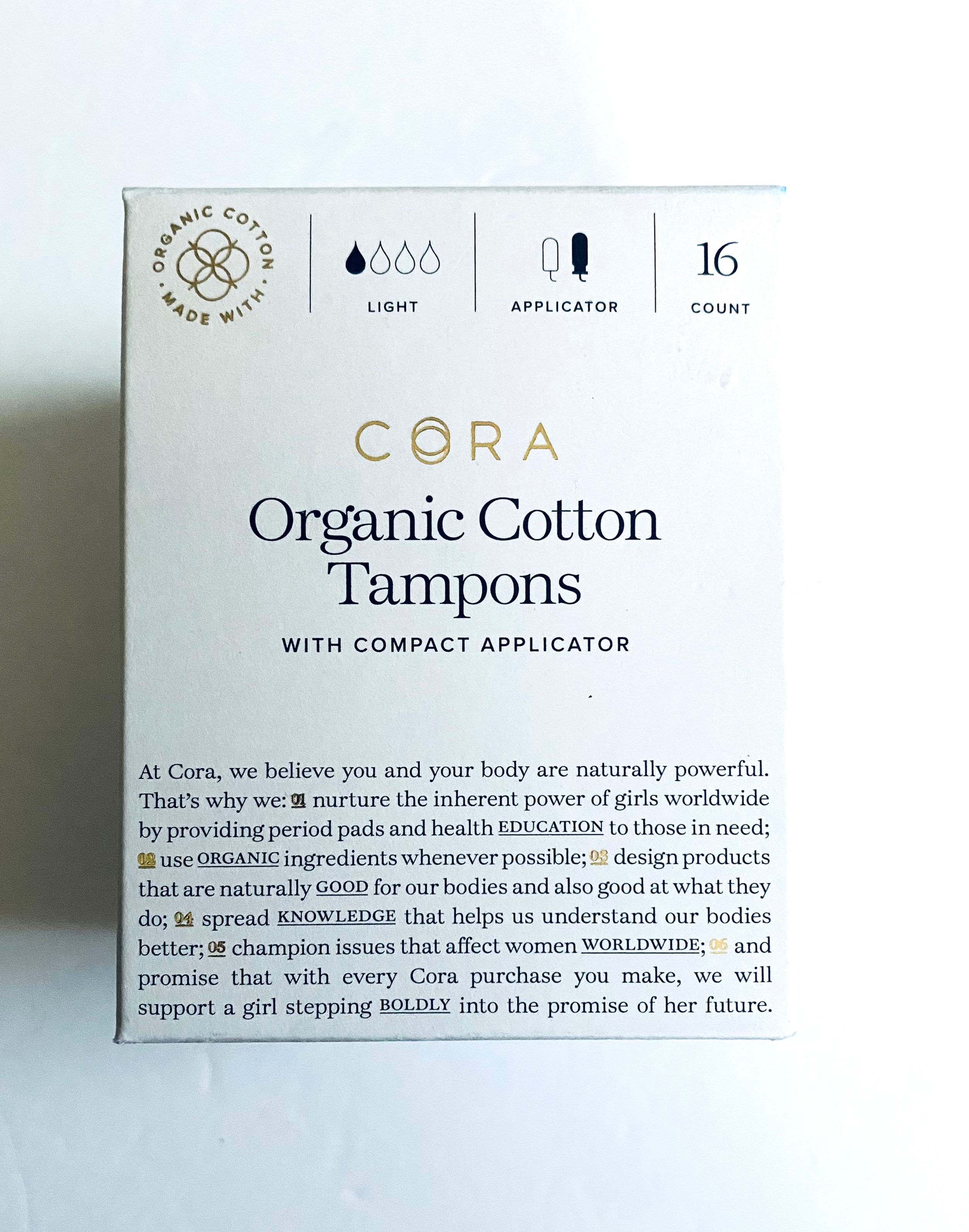 Cora Organic Cotton Tampons - Light 16ct