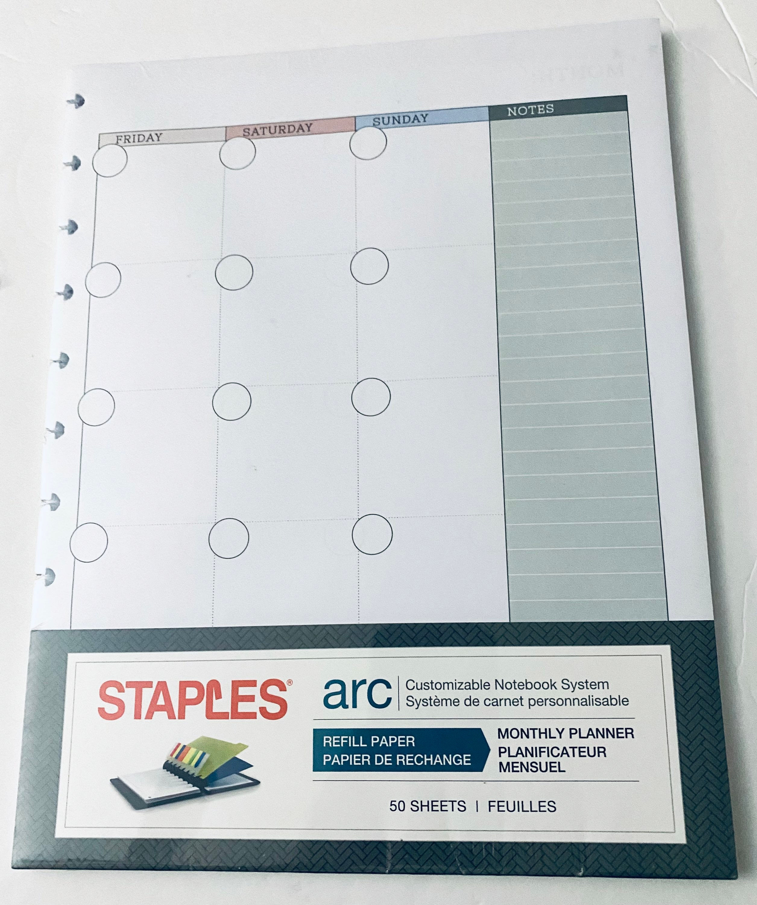 Staples Monthly Planner Refill Paper - 50 sheets 