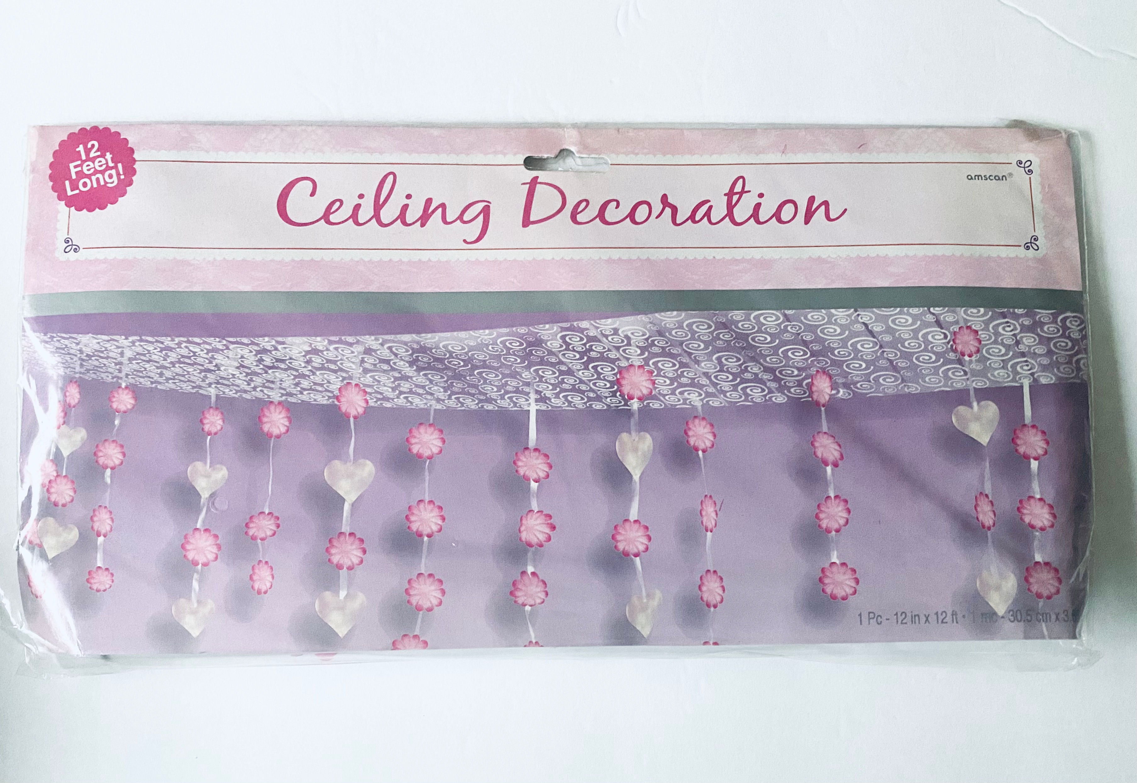 Amscan Flower Petal & Heart Party Ceiling Decoration (675521) - Pink & White 