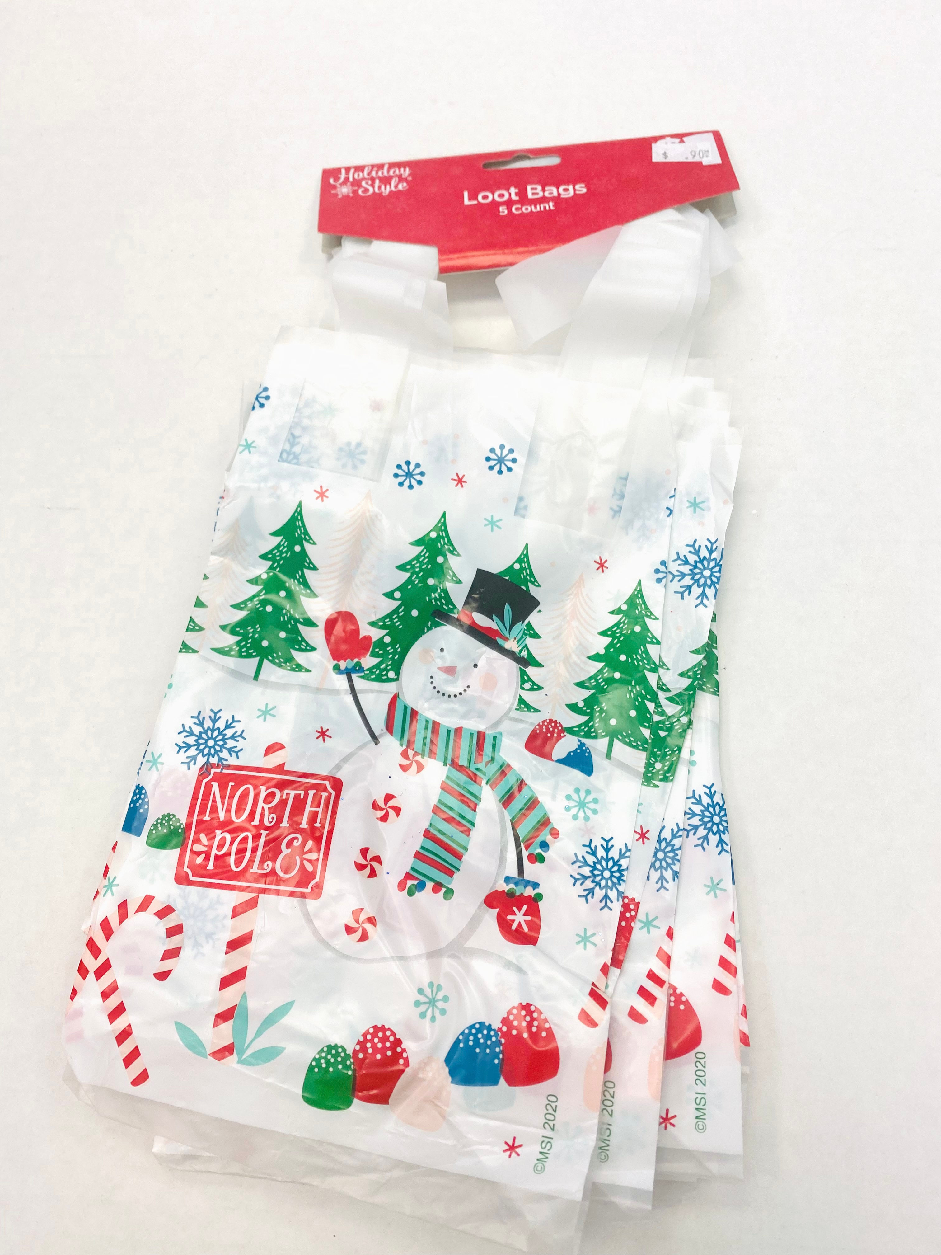Holiday Style Loot Bags Snowman 5ct