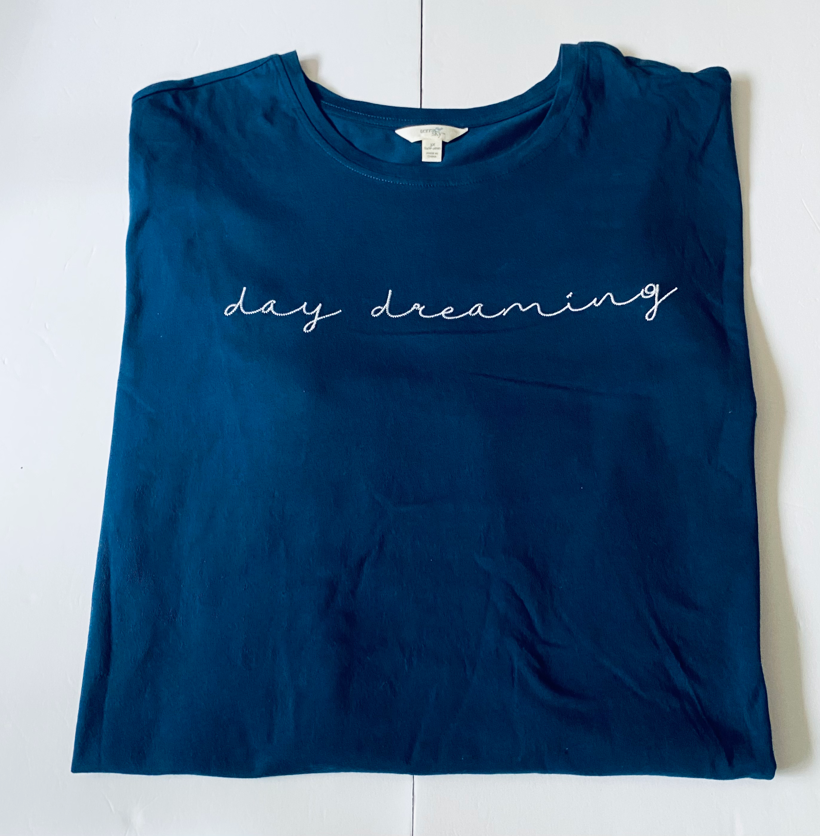 Womens Terra & Sky Graphic SS T-Shirt Stitched “ day dreaming” - Blue Size 3X