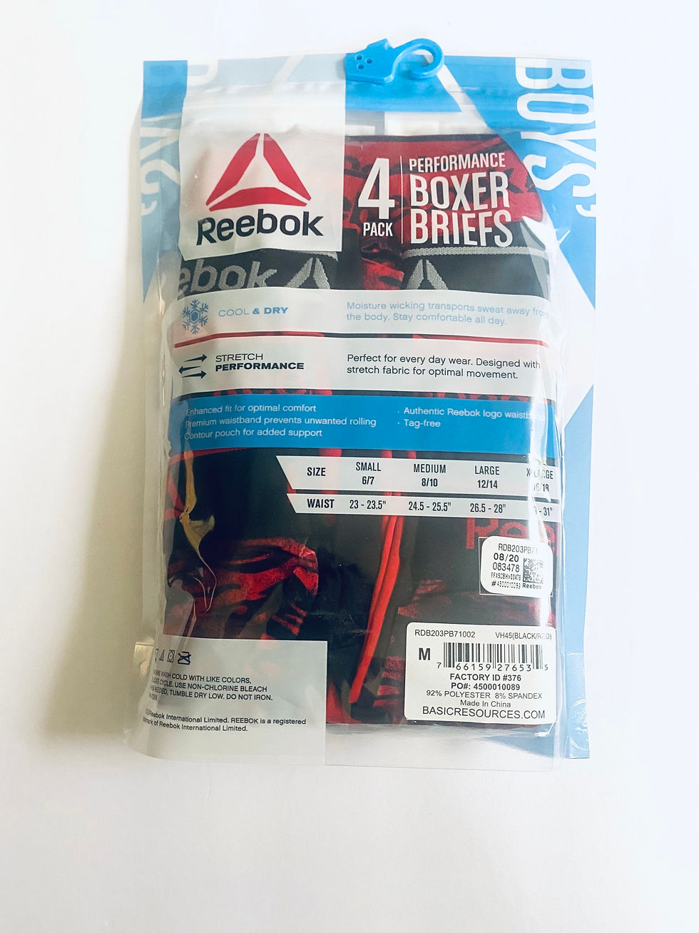 Thumbnail: Reebok Boys Performance Boxer Briefs - 4Pk Red/Black Various Sizes