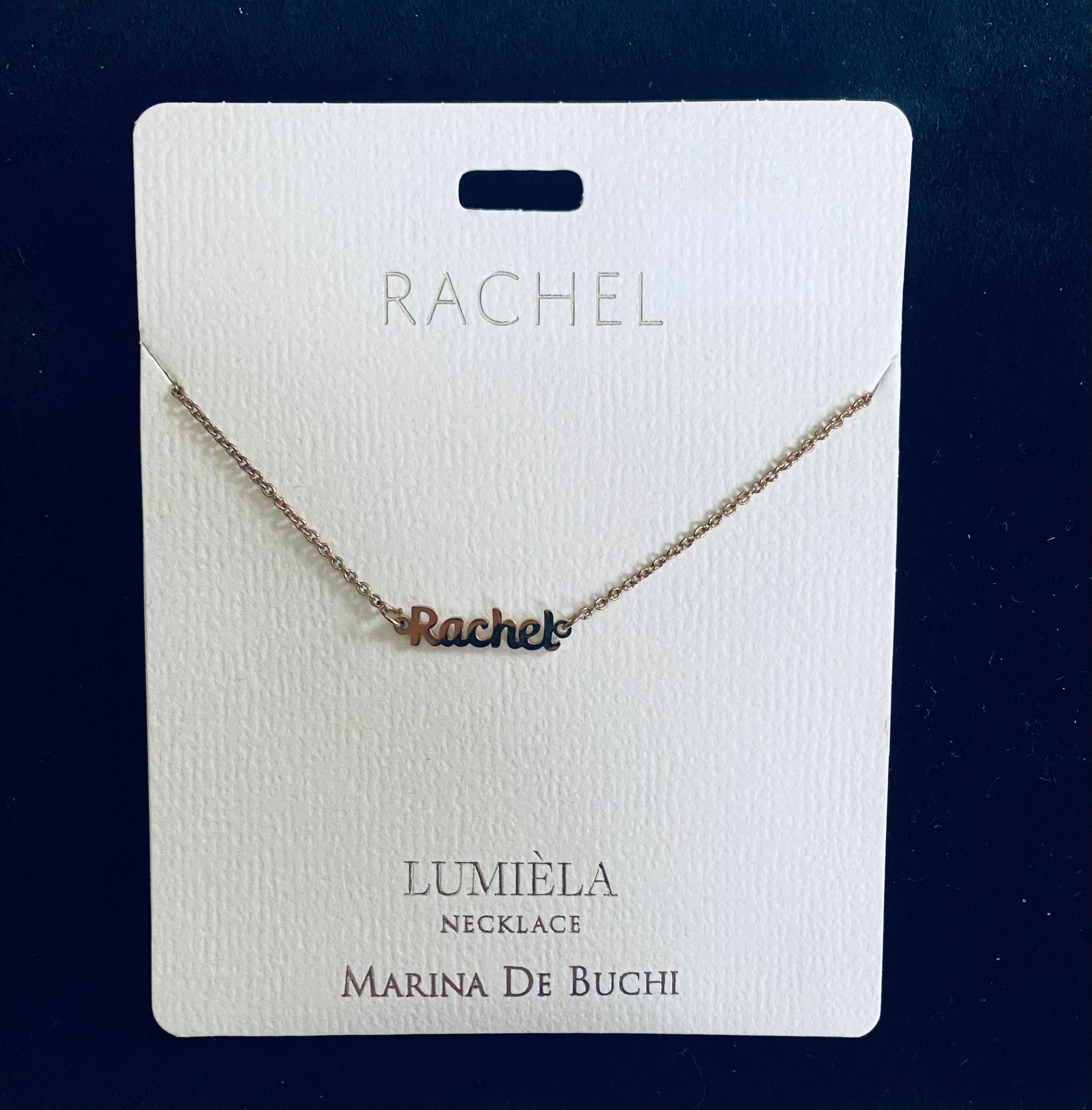 Marina De Buchi Lumiela Name Necklace - Various “R” Names Gold Colo