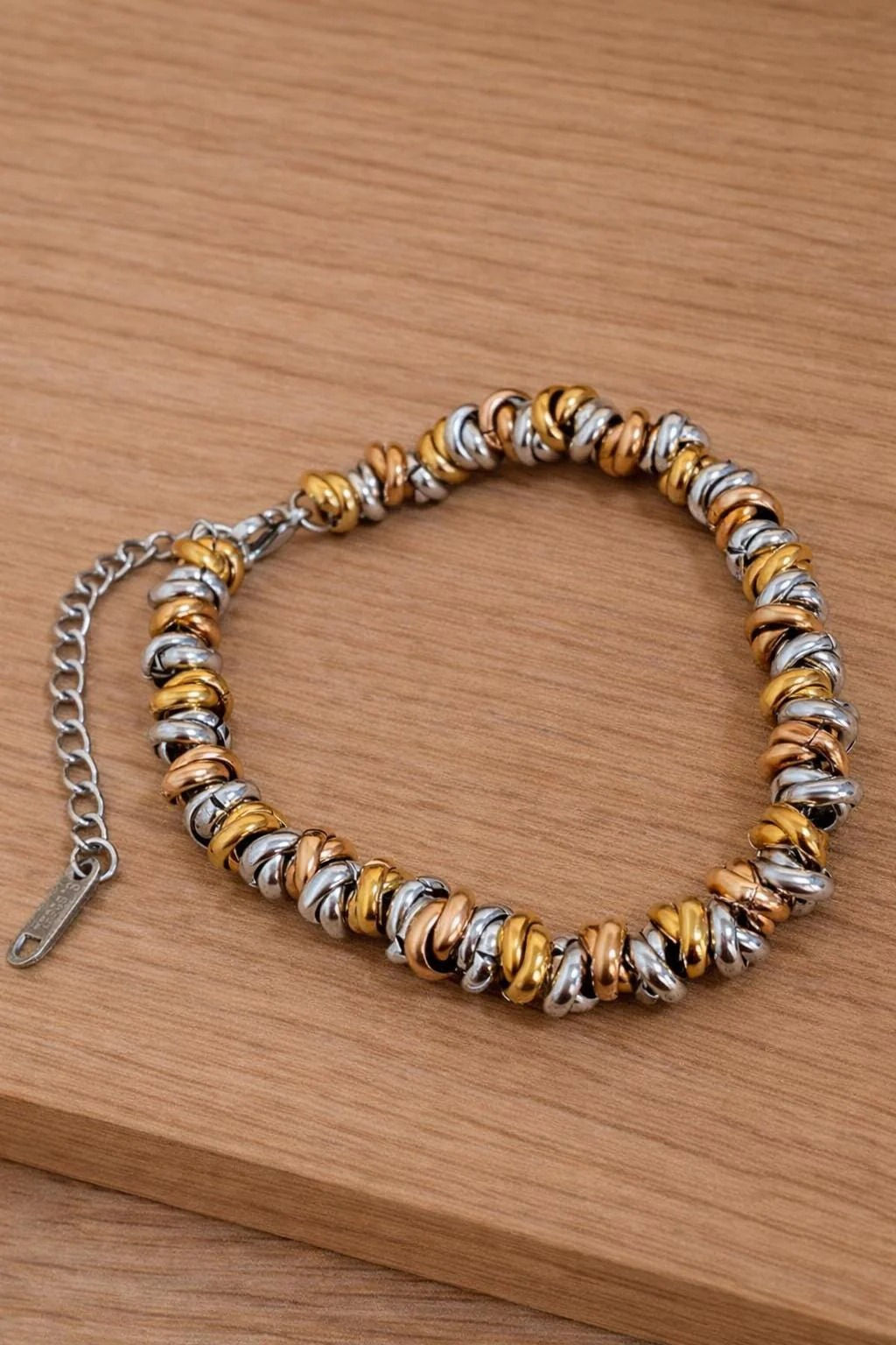 18K Gold Plated Stainless Steel Vintage Twist Chain Bracelet, Braided