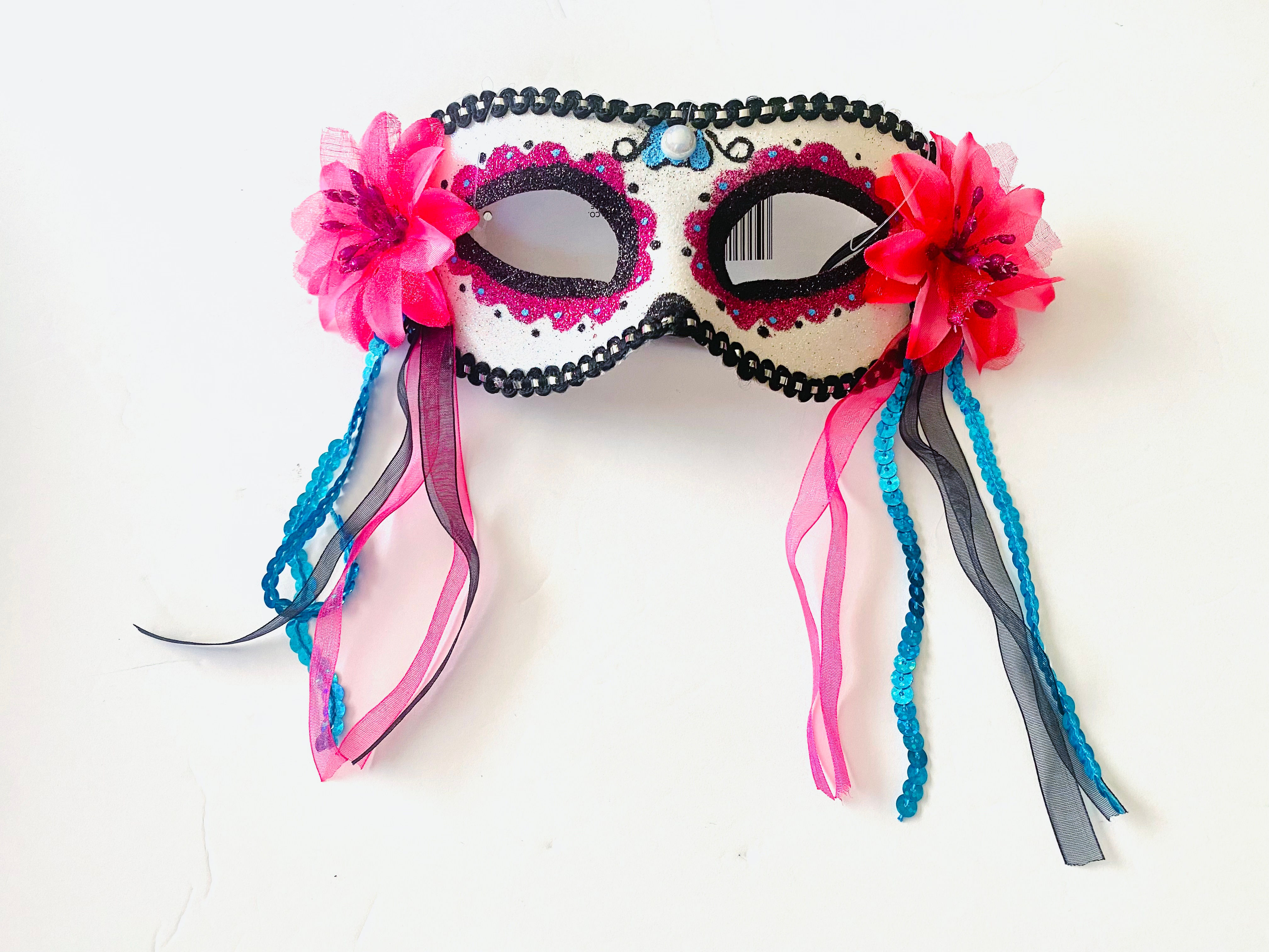Happy Halloween Day of Dead Mask Pink Flower