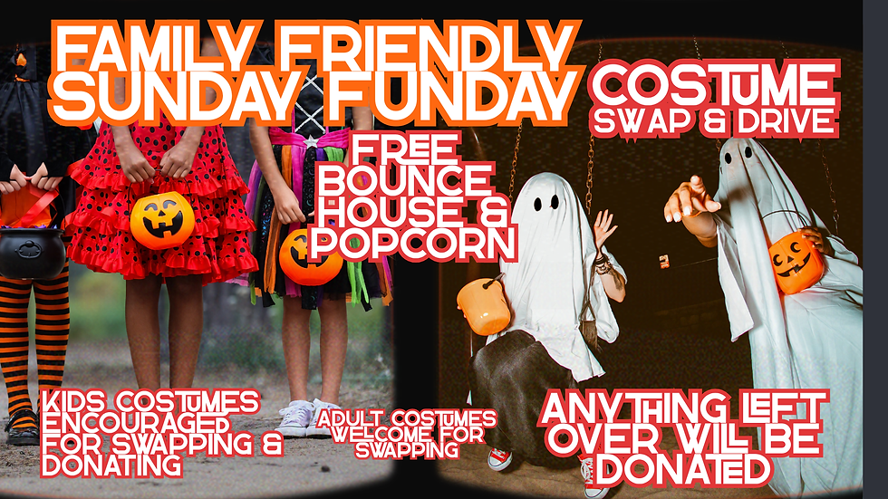 Family Friendly Sunday Funday; Costume Swap & Drive!