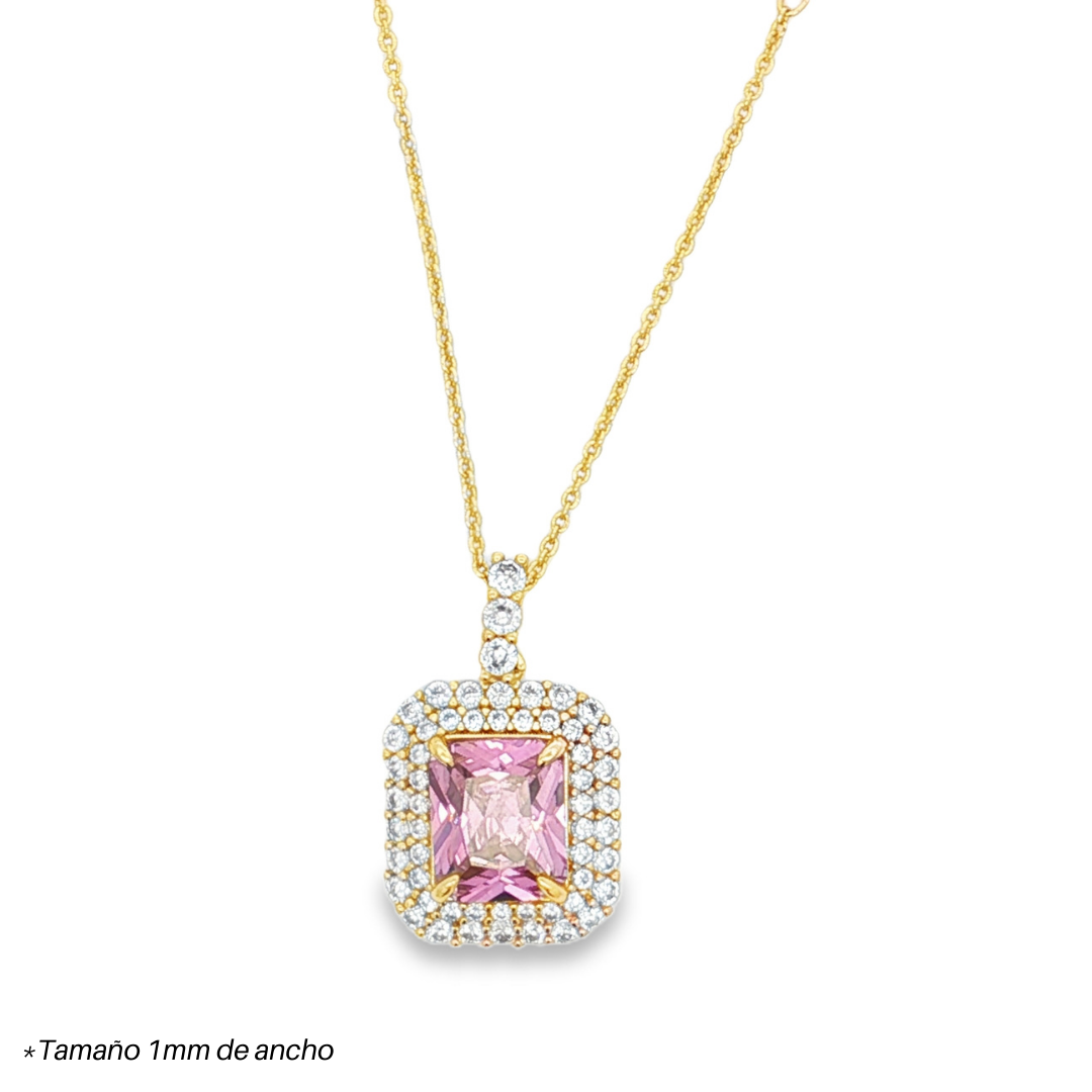 Collar con dije rectangular y Zirconias