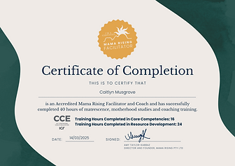 Caitlyn Musgrove Mama Rising Certificate 