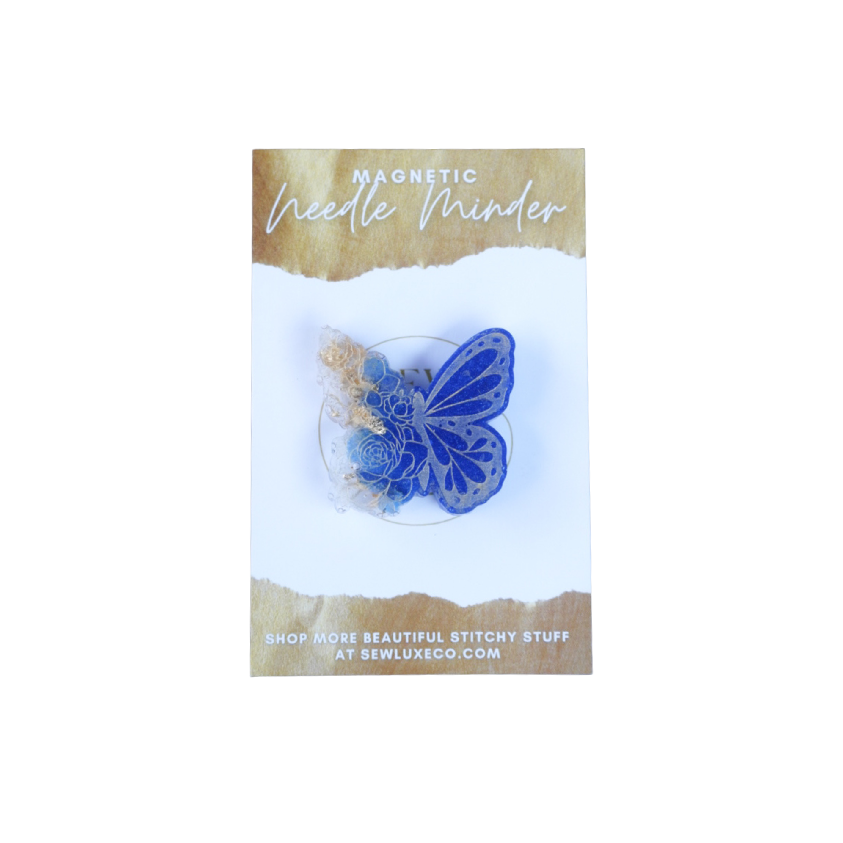 Admiral Blue & Gold Leaf Butterfly Needle Minders