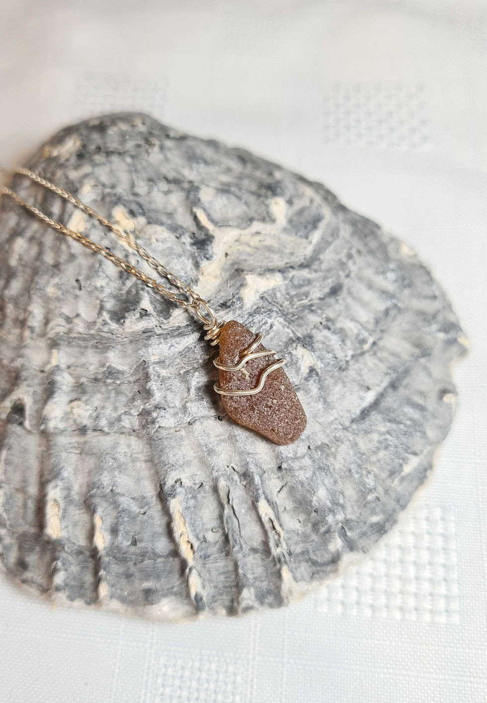 Thumbnail: Brown Sea Glass Sterling Silver Anklet