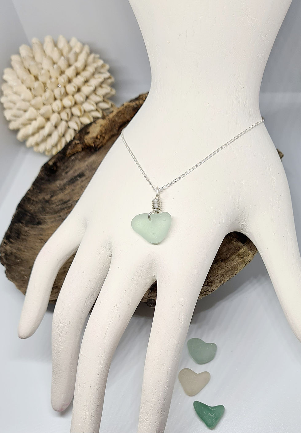 Thumbnail: Pale Aqua Sea Glass Heart Bracelet