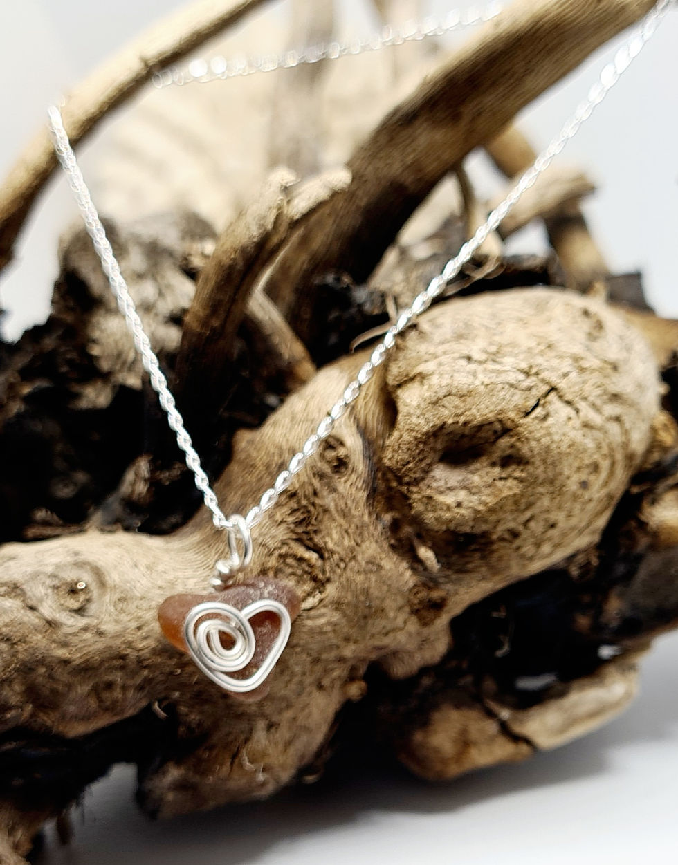 Thumbnail: Brown Sea Glass Heart Bracelet